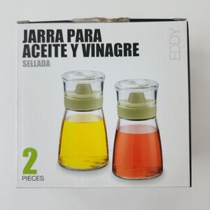 Eddy 2 Piece Airtight Oil and Vinegar Jar Set Non-Drip Silicone Spout Black‎